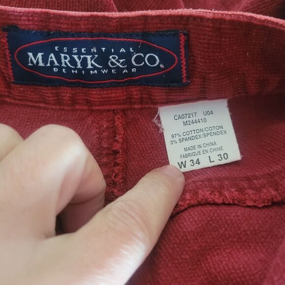 Maryk & Co Vintage Low Rise Corduroy Flare Pants Women 34 X 30 Red Retro Holiday - Picture 7 of 10